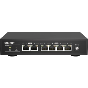 QNAP QSW-2104-2T-A 6-Port 10GbE & 2.5GbE Plug & Play unmanaged Network Switch For Desktop