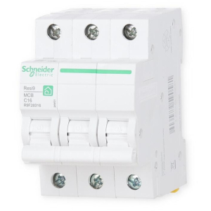 Schneider Electric Electric Resi9 R9F2 MCB, 3P, 16A Curve C, 400V AC, 10 kA Breaking Capacity