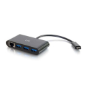 C2G USB C Ethernet and 3-Port USB Hub - Black - Hub - 3 Ports