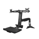 StarTech.com Sit Stand Dual Monitor Arm - Desk Mount Dual Computer Monitor Adjustable Standing Workstation for up to 24" Displays - VESA Ergonomic Stand Up Desk Converter w/ Keyboard Tray
