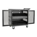 32-Device USB Charging Station Cart with Sync for iPad and Android Tablets, Wall-Mount Option, Black