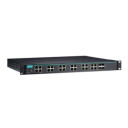 Moxa Layer 2 Full Gigabit managed Ethernet switch with 20 x 100/1000BaseSFP slots and 4 x 10/100/1000Base