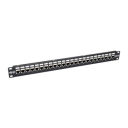 24-Port 1U Rack-Mount STP Shielded Cat6a Feedthrough Patch Panel, RJ45 Ethernet