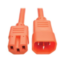 Heavy-Duty Computer Power Cord Lead Cable, 15A, 14 AWG (IEC-320-C14 to IEC-320-C15), Orange, 1.83 m (6-ft.)