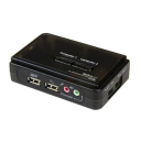 2 Port Black USB KVM Switch Kit with Audio and Cables
