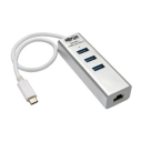 Portable USB 3.1 Gen 1 Gigabit Ethernet Adapter with 3-Port Hub, USB Type-C (USB-C) Cable, Aluminum