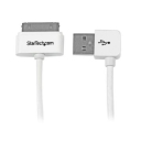 1m (3 ft) Apple 30-pin Dock Connector to Right Angle USB Cable for iPhone / iPod / iPad with Stepped Connector