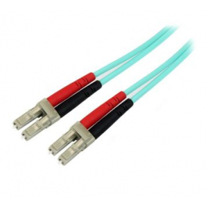 Aqua OM4 Duplex Multimode Fiber Optic Cable - 100 Gb - 50/125 - LSZH - LC/LC - 3 m