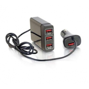 4-Port USB Car Charger with Extension for Passengers, 5.8A Output