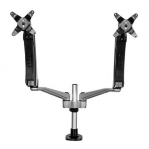 Desk-Mount Dual Monitor Arm - Full Motion - Articulating - Stackable - Tool-less Assembly
