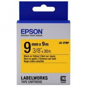 Epson C53S653002 Pastel Label Tape Cartridge LK-3YBP - Black on Yellow 9mm x 9m