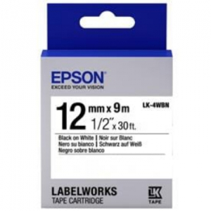 Epson C53S654021 Label Tape Cartridge LK-4WBN - Black on White 12mm x 9m