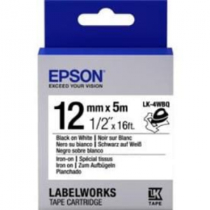 Epson C53S654024 Iron On Label Tape Cartridge LK-4WBQ - Black on White 12mm x 5m