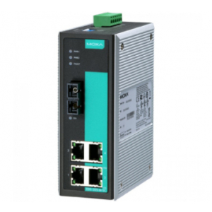 Moxa Unmanaged Industrial Ethernet Switch, 4 x 10/100Base-TX, RJ45, 1 x 100Base-FX, Multimode, SC, Alarm Relay Output, IP30 Metal Housing, Class 1, Div. II Rated, 0 to +60 deg. C.