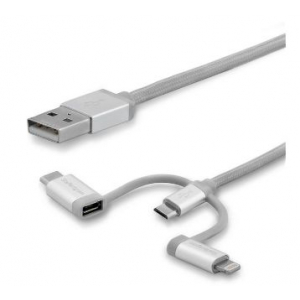 6.6 ft. (2 m) USB Multi-Charging Cable - Lightning, USB-C, Micro-USB