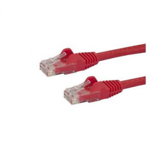 Cat6 patch cable with snagless RJ45 connectors â€“ 100 ft, red