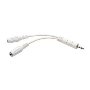 3.5mm Mini Stereo Cable adapter Y Splitter for Speakers and Headphones (M to 2x F) White, 15.24 cm