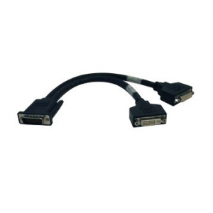 DMS-59 to Dual DVI Splitter Y Cable (M to 2x DVI-I F), 1-ft.