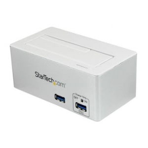 USB 3.0 SATA Hard Drive Docking Station SSD / HDD with integrated Fast Charge USB Hub and UASP For SATA 6 Gbps - White