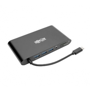 USB-C Laptop Docking Station with mDP, HDMI, VGA, GbE, 4K  30Hz, Thunderbolt 3 - USB-A, PD Charging, Black