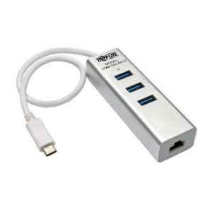 Portable USB 3.1 Gen 1 Gigabit Ethernet Adapter with 3-Port Hub, USB Type-C (USB-C) Cable, Aluminum
