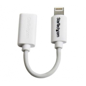 White Micro USB to Apple 8-pin Lightning Connector Adapter for iPhone / iPod / iPad
